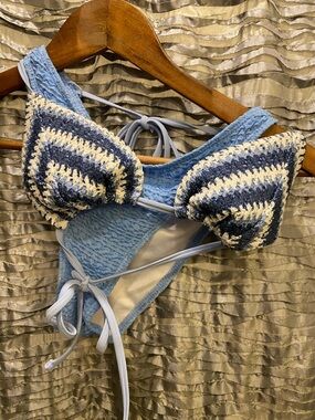 Light Blue Textured Swim Top & Bottom